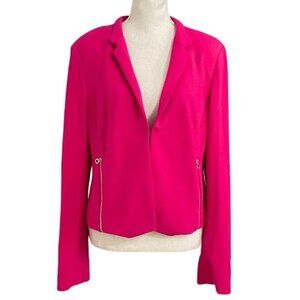 RIANI FUCHSIA PINK CREPE NOTCHED LAPEL BLAZER JACKET - 10